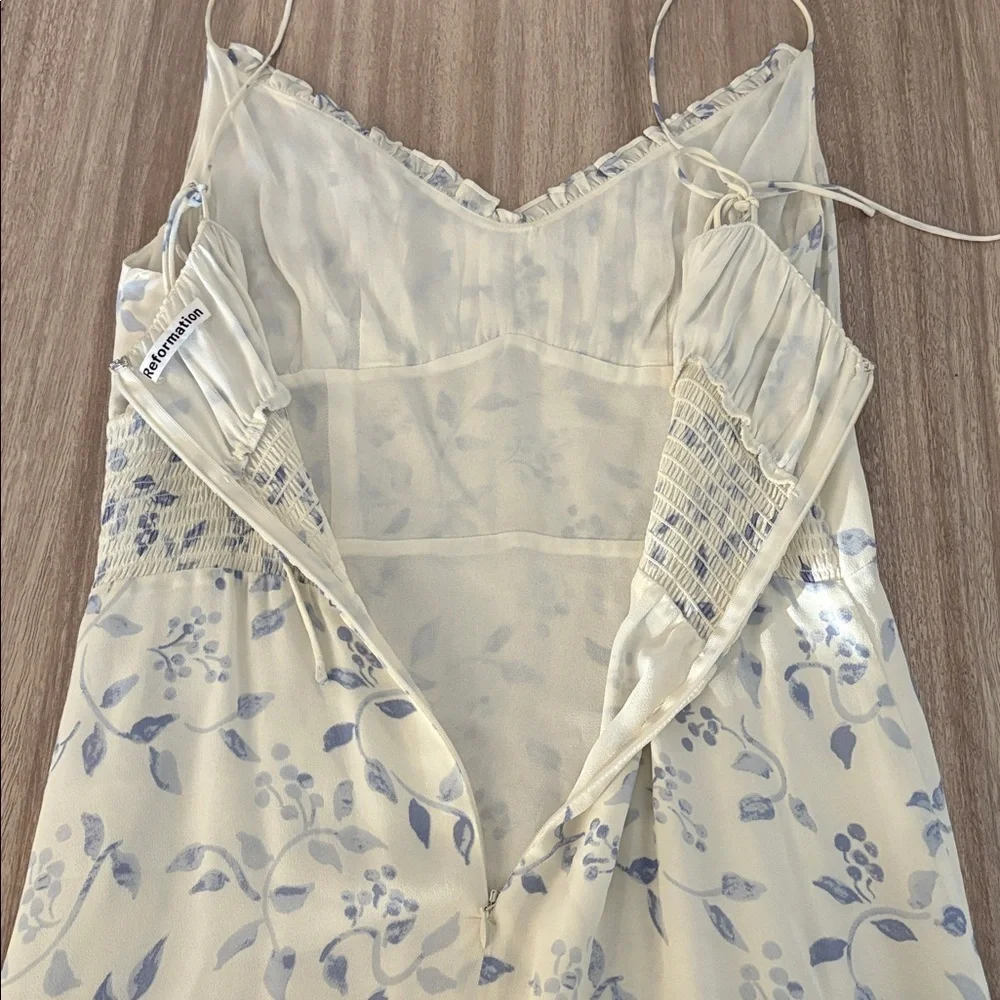 Reformation Embry Midi Dress in Laurel Blue and White Size 10 - Picture 8 of 12